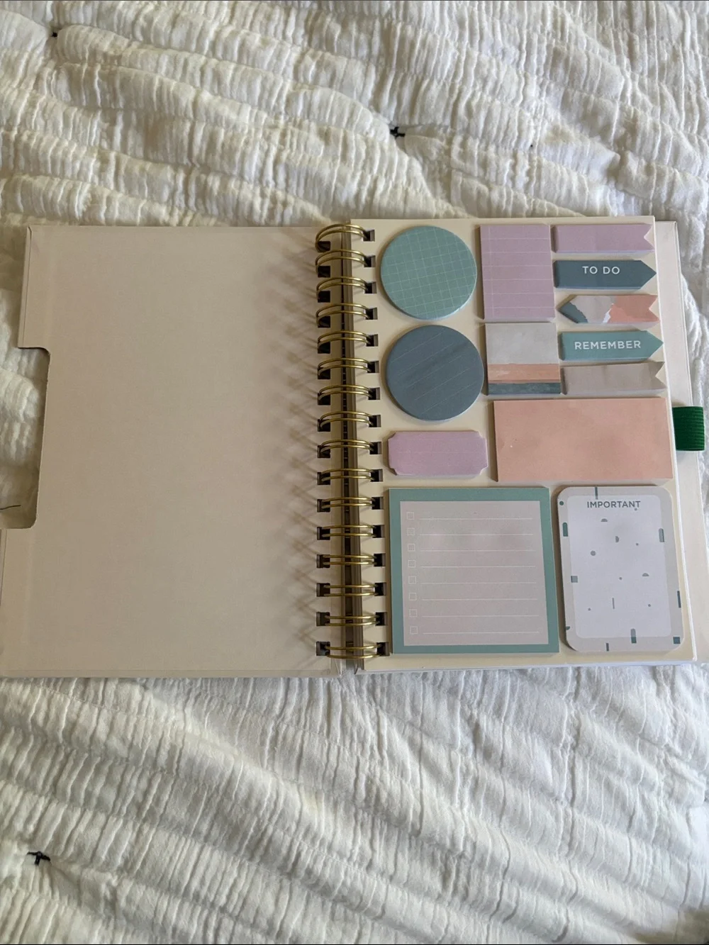 Expressions Pink, Peach and Gray Productivity Journal with Green Pen Loop